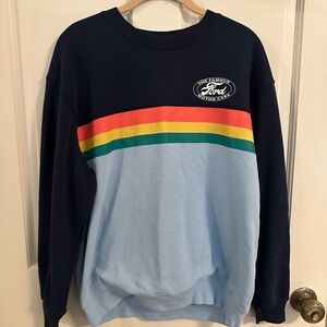Ford Hybrid Apparel Navy Multicolor Stripe Crewneck Sweater